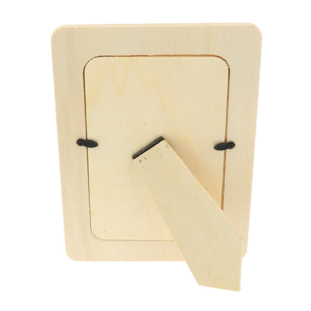 3Pcs Natural Wood Unpainted Picture Photo Frame Free Standing Perfect for DIY