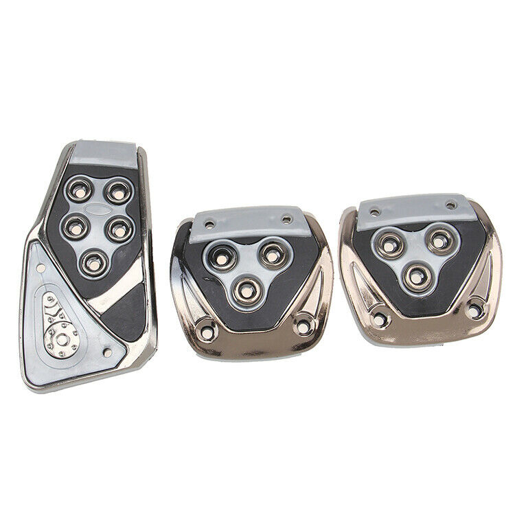 Grey Metal Speed Sporty Non-Slip Manual MT Gas Brake Foot Pedal Pad Cover Car