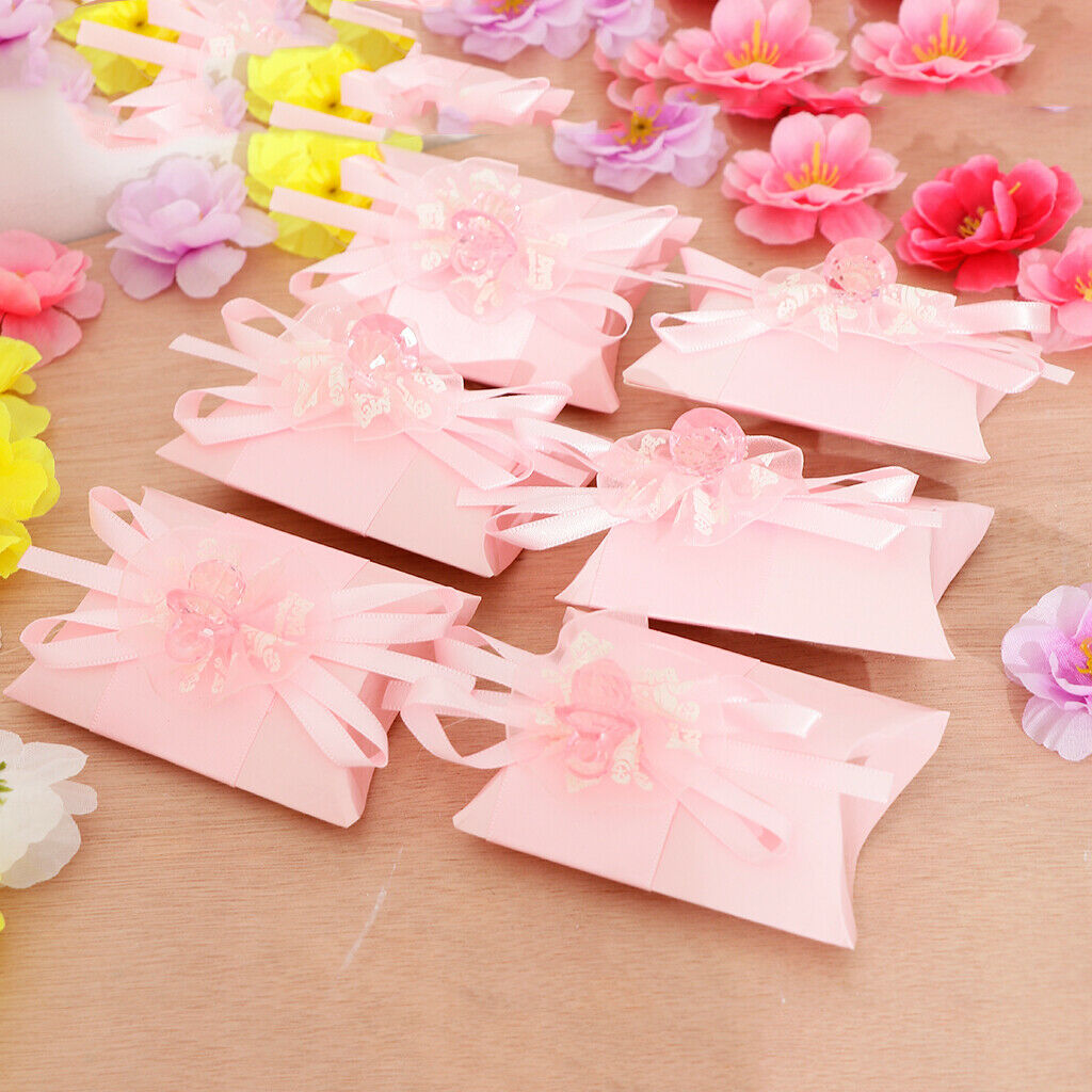 6pcs Flower Pillow Candy Gift Boxes Wedding Birthday Party Favors Pink