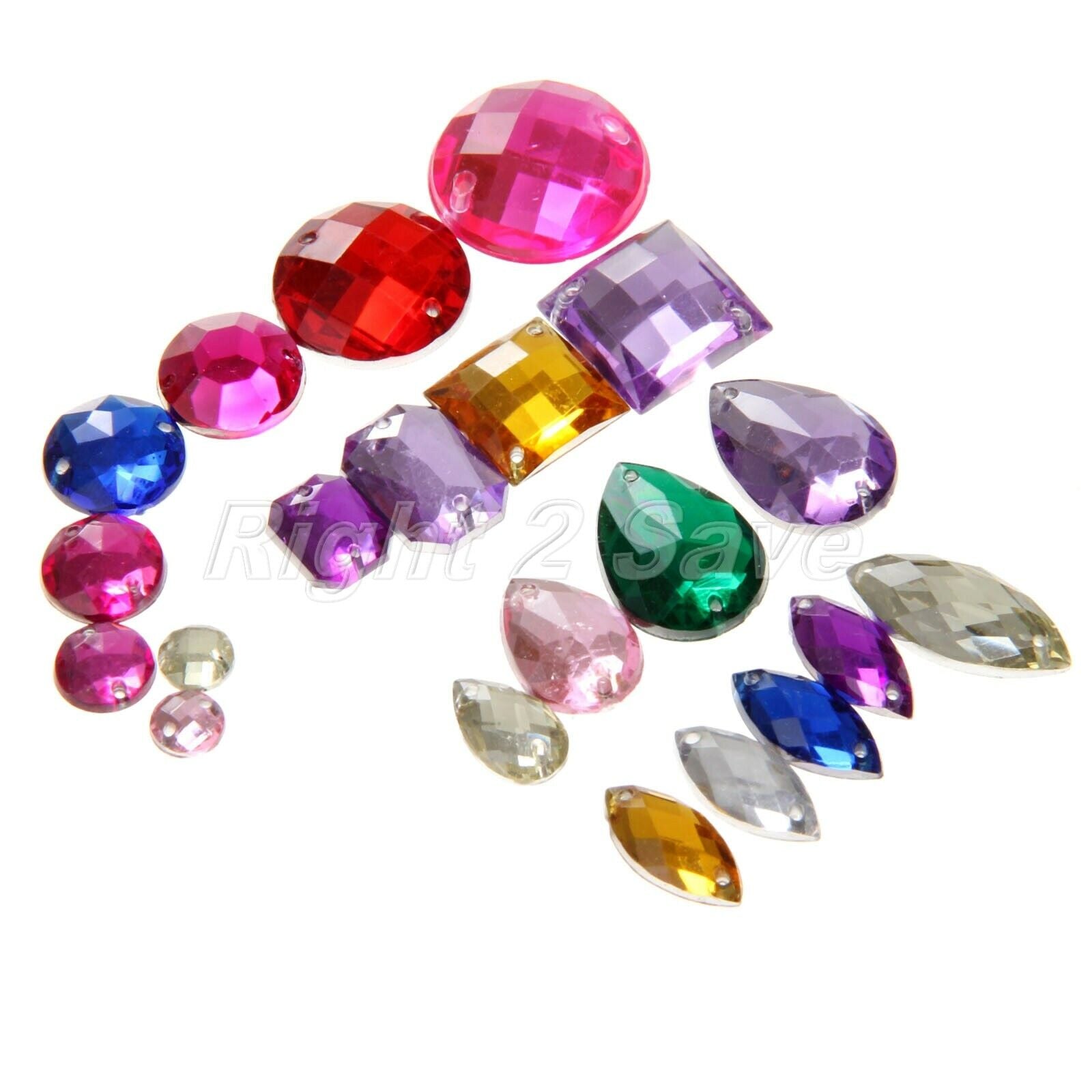 100pcs Flat Back Assorted Shape Acrylic Sewing Rhinestone Sew On Beads DIY Craft