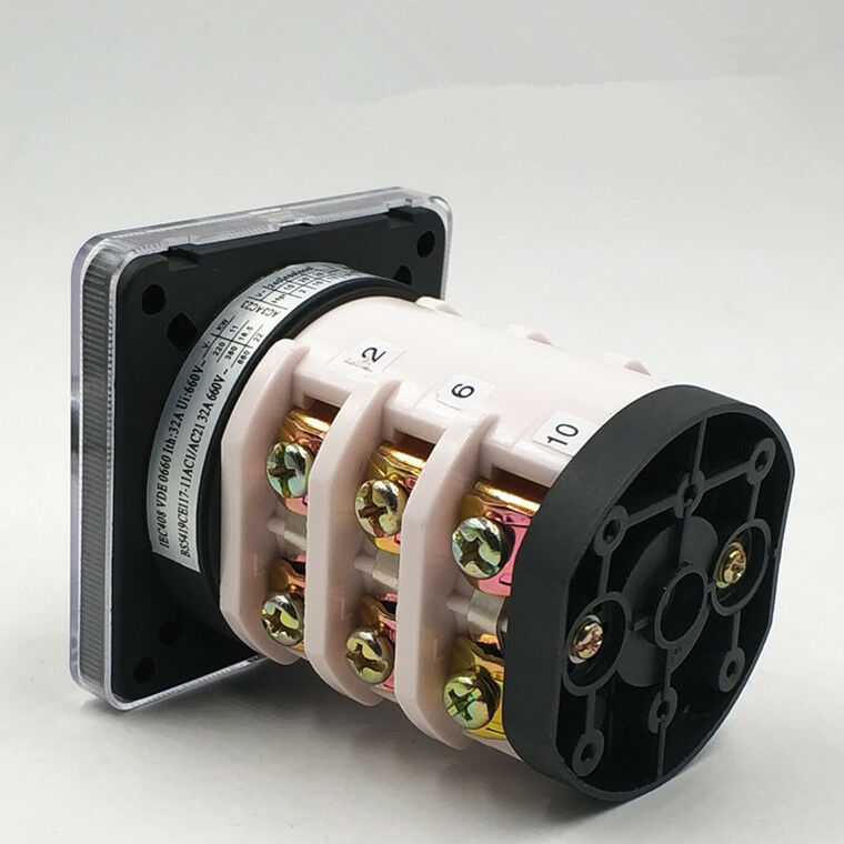 1PCS Changeover Switch 12 Screw Terminals 3 Position(1-0-2) on-off-on Black 32A