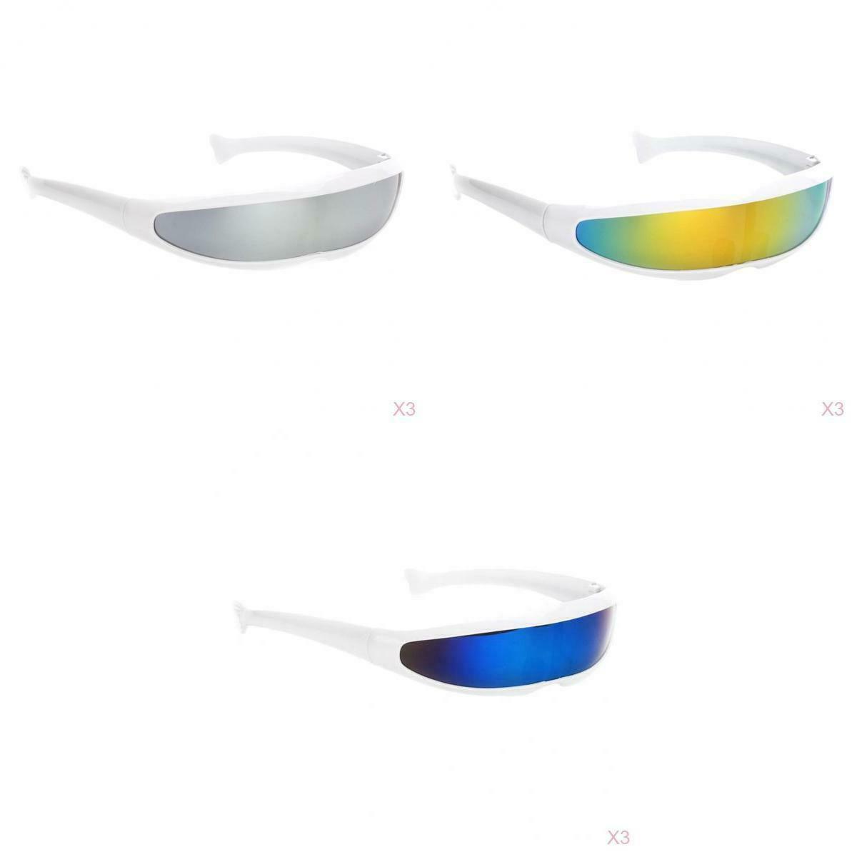 9/pack Mirrored Futuristic Shield Sunglasses Cyclops Visor Glasses Costume for