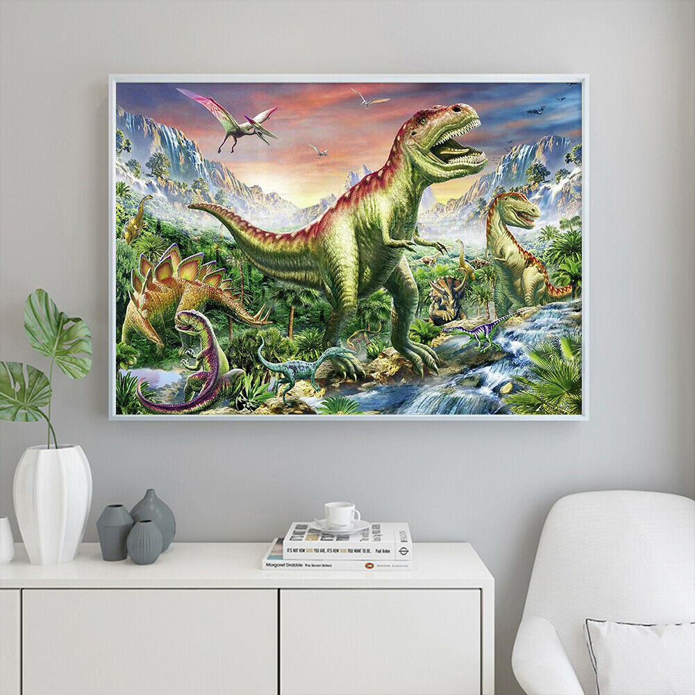 5D DIY Full Round Drill Diamond Painting Dinosaur World Cross Stitch Craft @