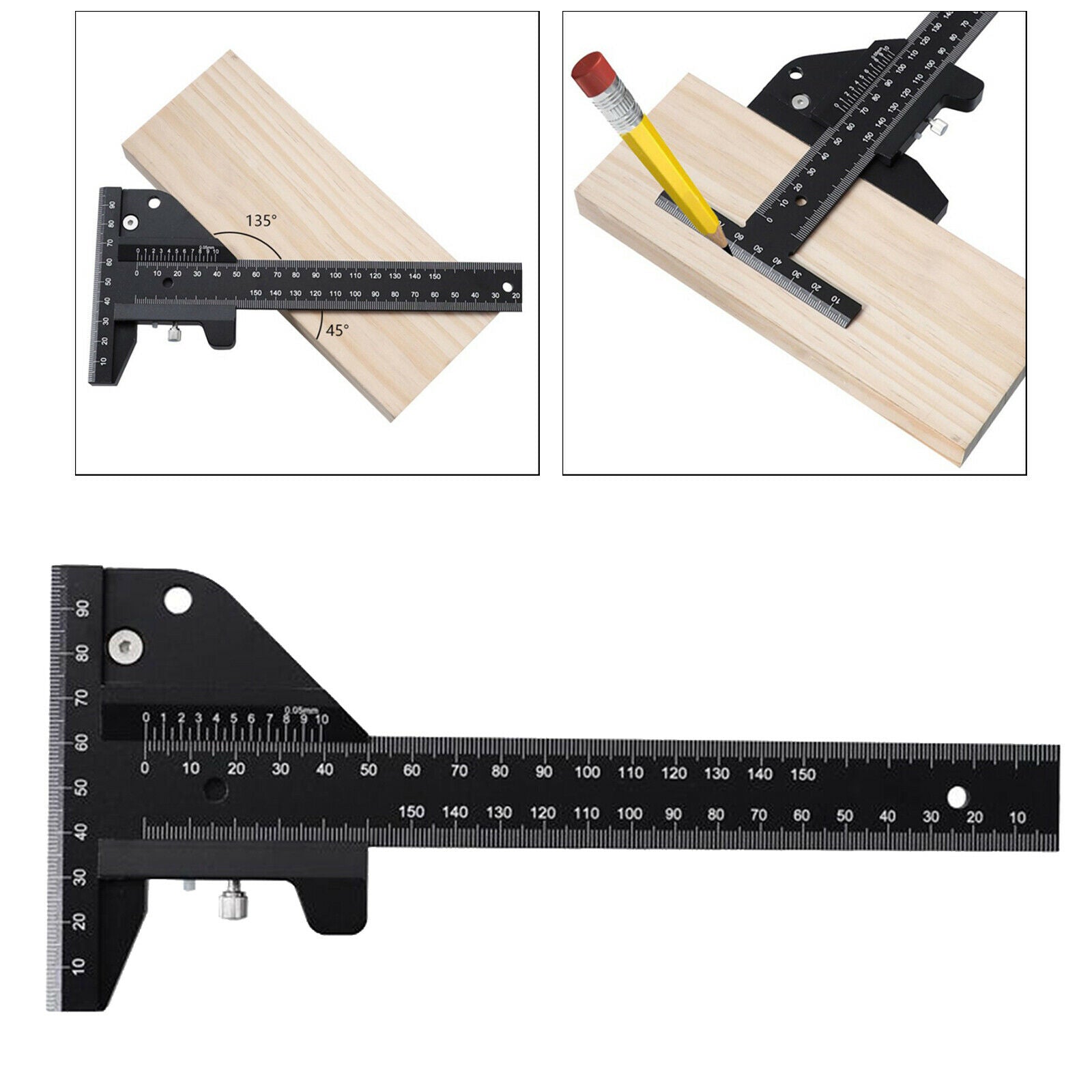 Precision Wood T Type Ruler Scribe Measurement Tool Wood Sliding