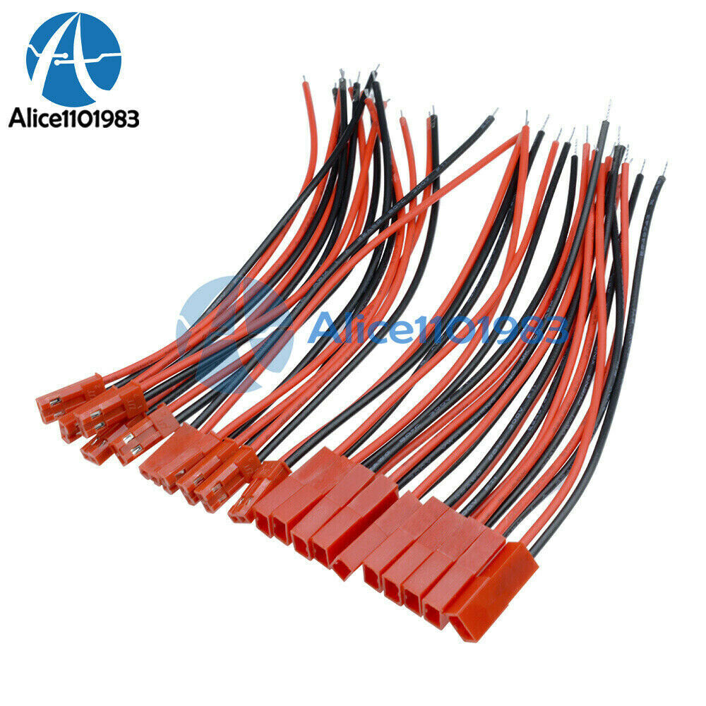 10Pairs 100mm JST Connector Plug Cable Line Male+Female for RC BEC Lipo Battery