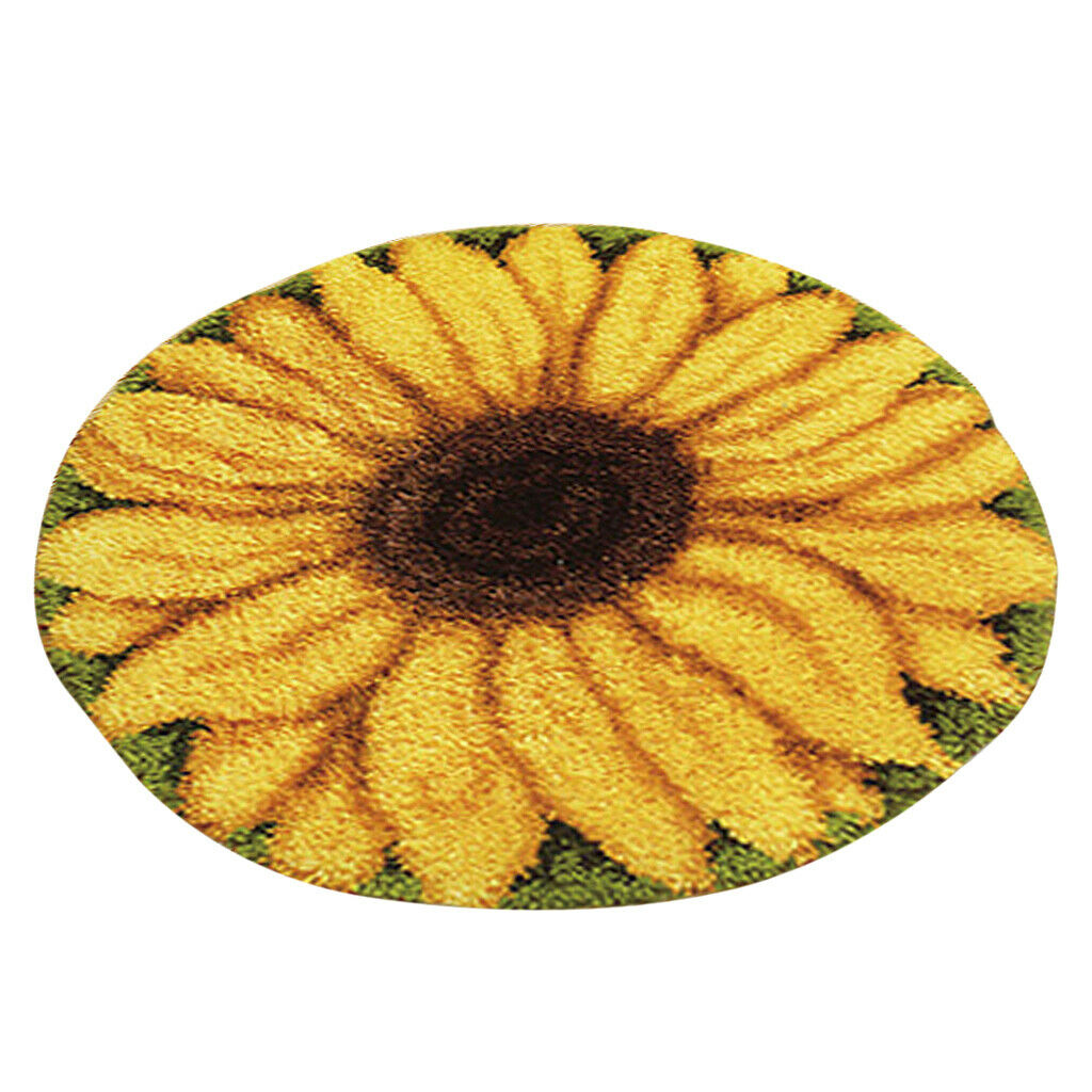 Arts and Crafts Sunflower Latch Hook Kit, 20x20inch & 1Pcs Wooden Handle Bent