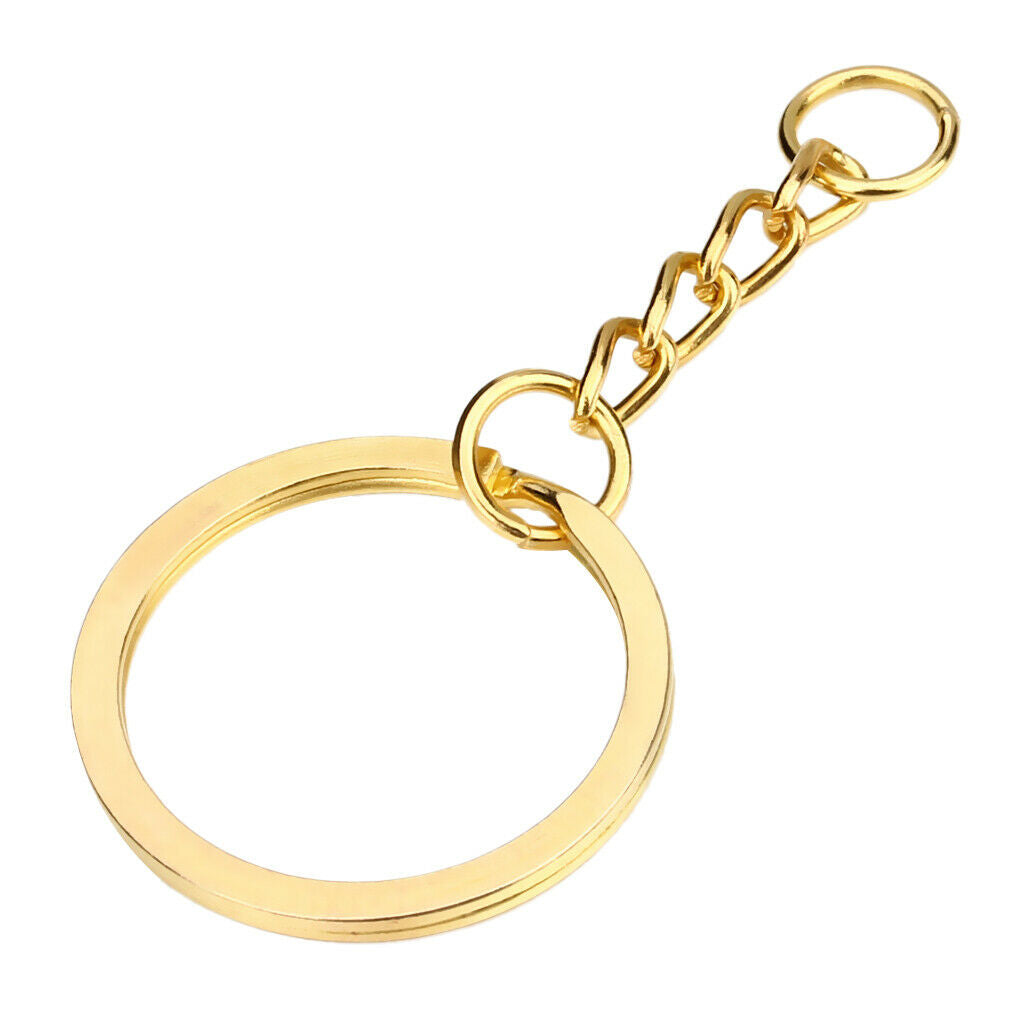20x Split Rings Key Ring Blank 30mm With Metal Hoop Loop With Chain Golden DIY