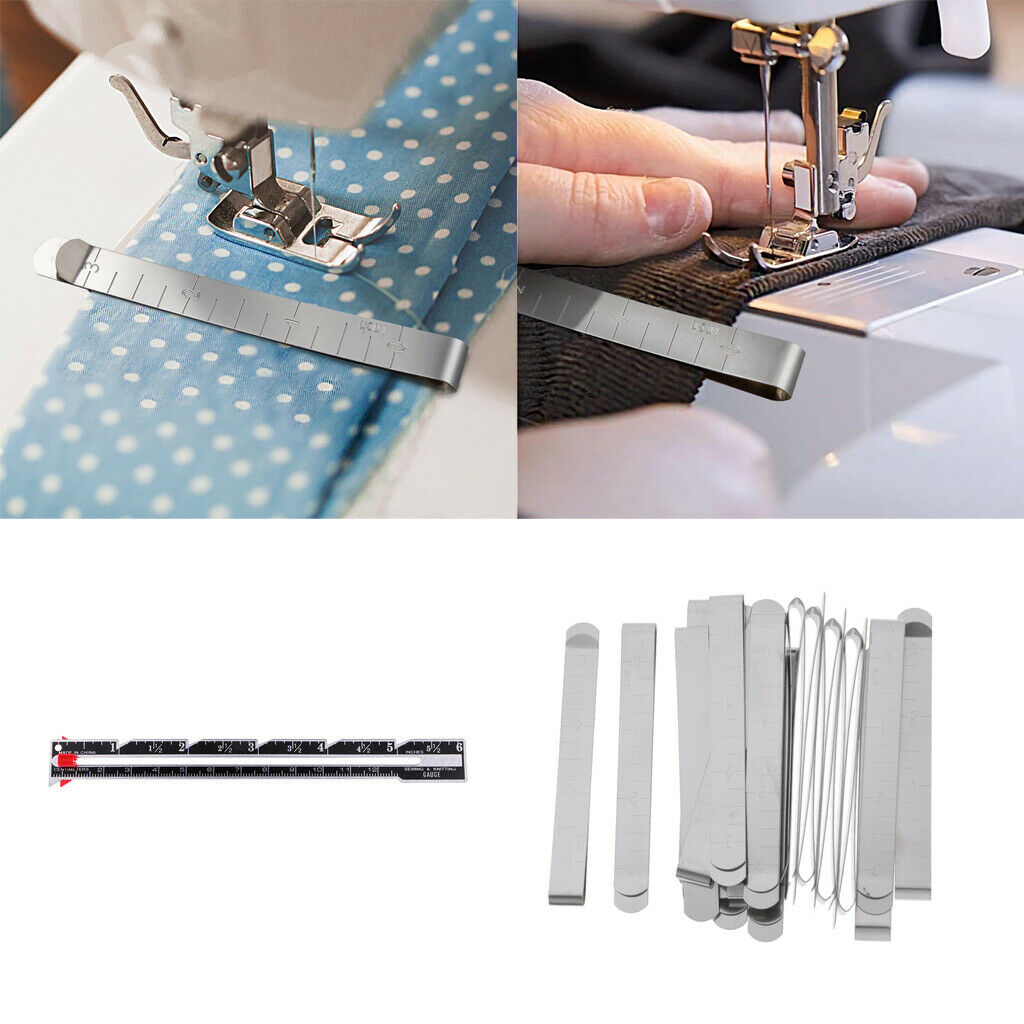 21Pc Metal Sewing Gauge Hem Clips with Guides for Tailor Dressmaker Assorted