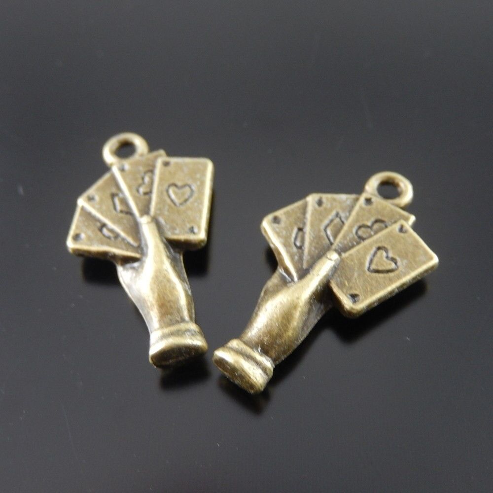 35 pcs Antiqued Bronze Playing Card Alloy Charm Pendant Poker Crafts 22*15*4mm