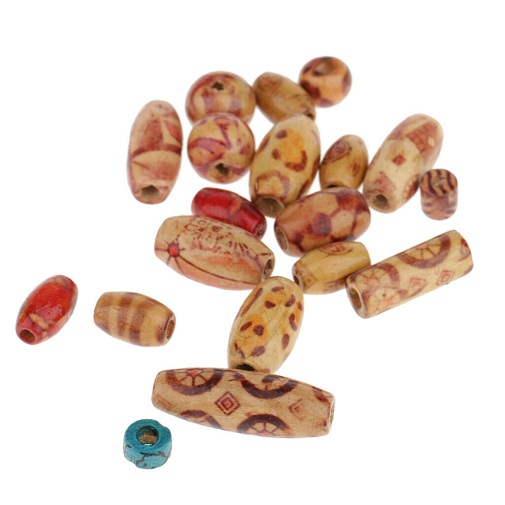 100 Packs Mixed Printed Beads Macroporous Loose Beads Jewelry Accessories