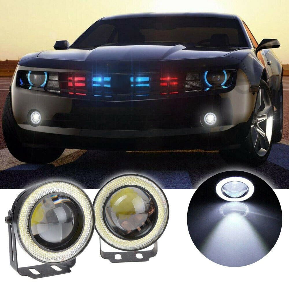 2.5" 64mm Car White LED COB Halo Angel Eye Halo Ring Fog Light Projector Lamp