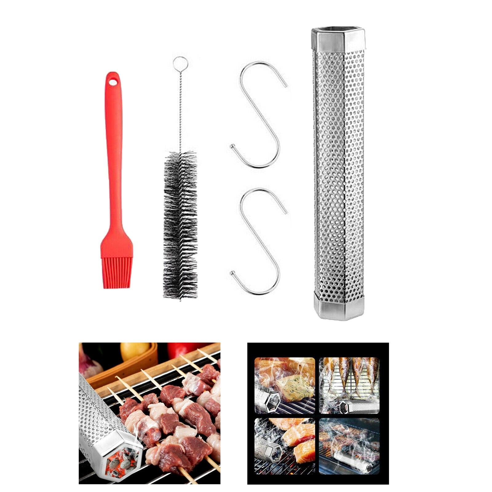 12'' Pellet Grill Smoker Tube BBQ Wood Pellet Cold Smoking Box Grilling Meat