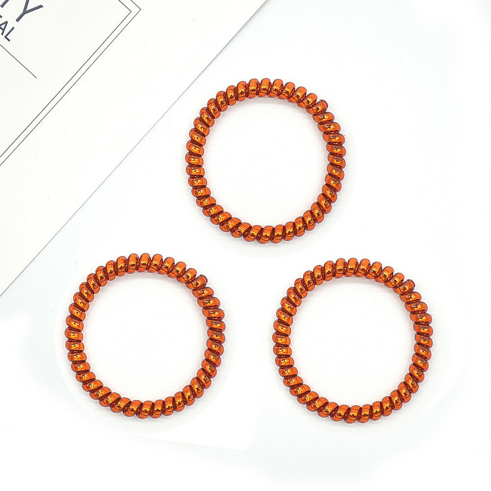 12PCS Rubber Telephone Wire Hair Ties Spiral Hair Head Elastic Bands Lot