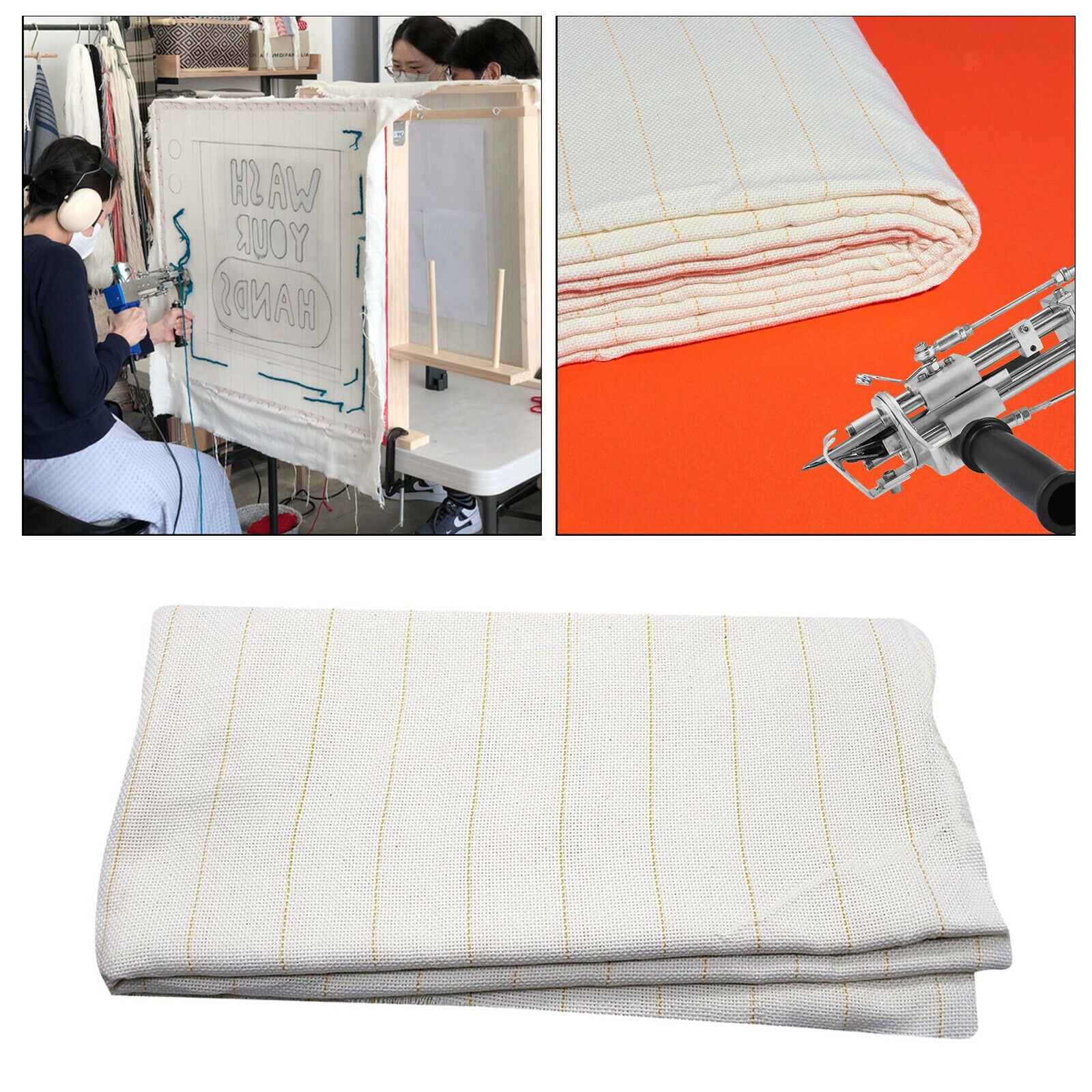 2.1x1m Monk Cloth Tufting Cloth with Marked Lines for Rug-Punch Needles DIY