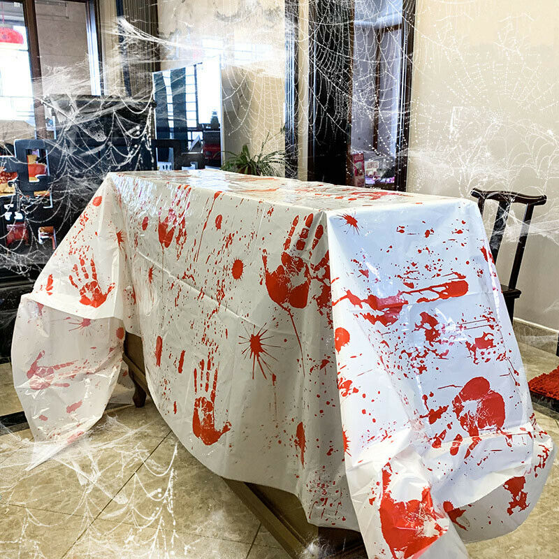 Halloween Decorations Horror House Decor Blood Handprint Tablecloth Bloody Ap DF