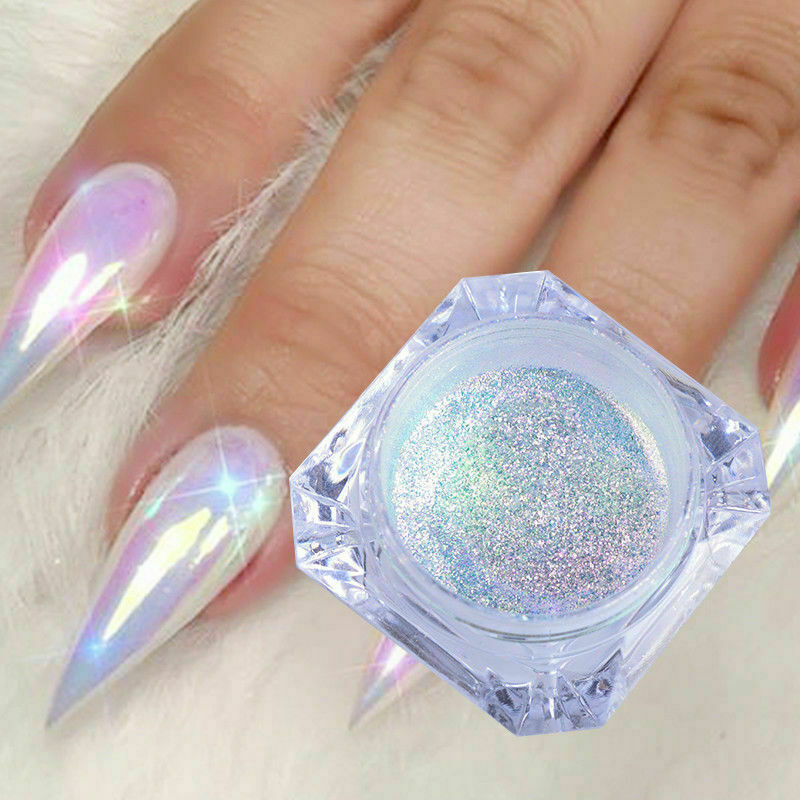 Mermaid Effect Pigment Nails Art Powder Dust Iridescent Neon Glitter Mirror Hot