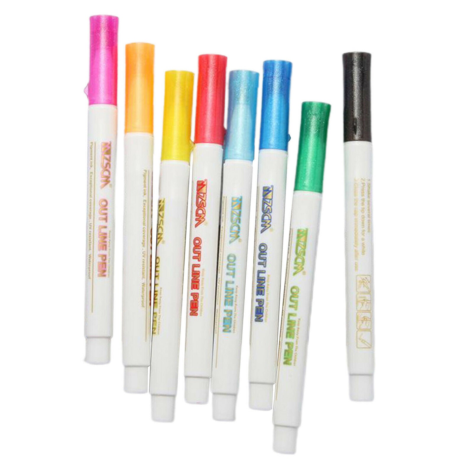 8 Colors Metallic Markers Double Line Outline Pens Writing Drawing Pens Painting
