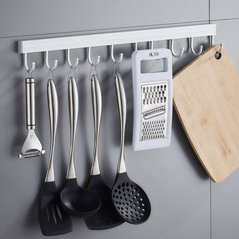 Wall Shelf with Hook Spice Rack Rail Bar Wall Mounted Storage Hanger OrganizFCA