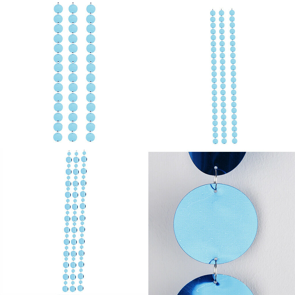 3pcs Round Plastic Sequins Hanging Garlands String Banner Decoration A