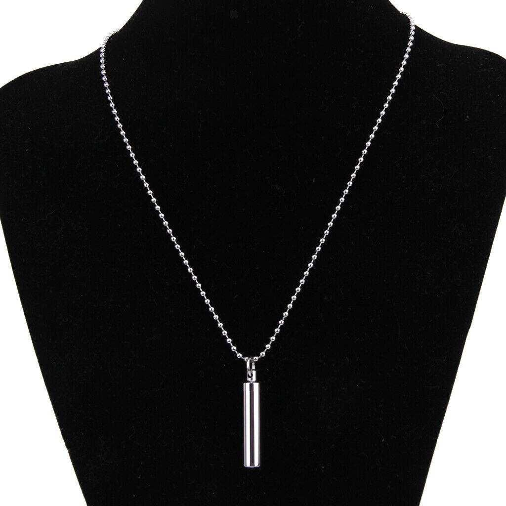 2x Stainless Steel Waterproof Pill Case Urn Ash Holder Pendant Necklace