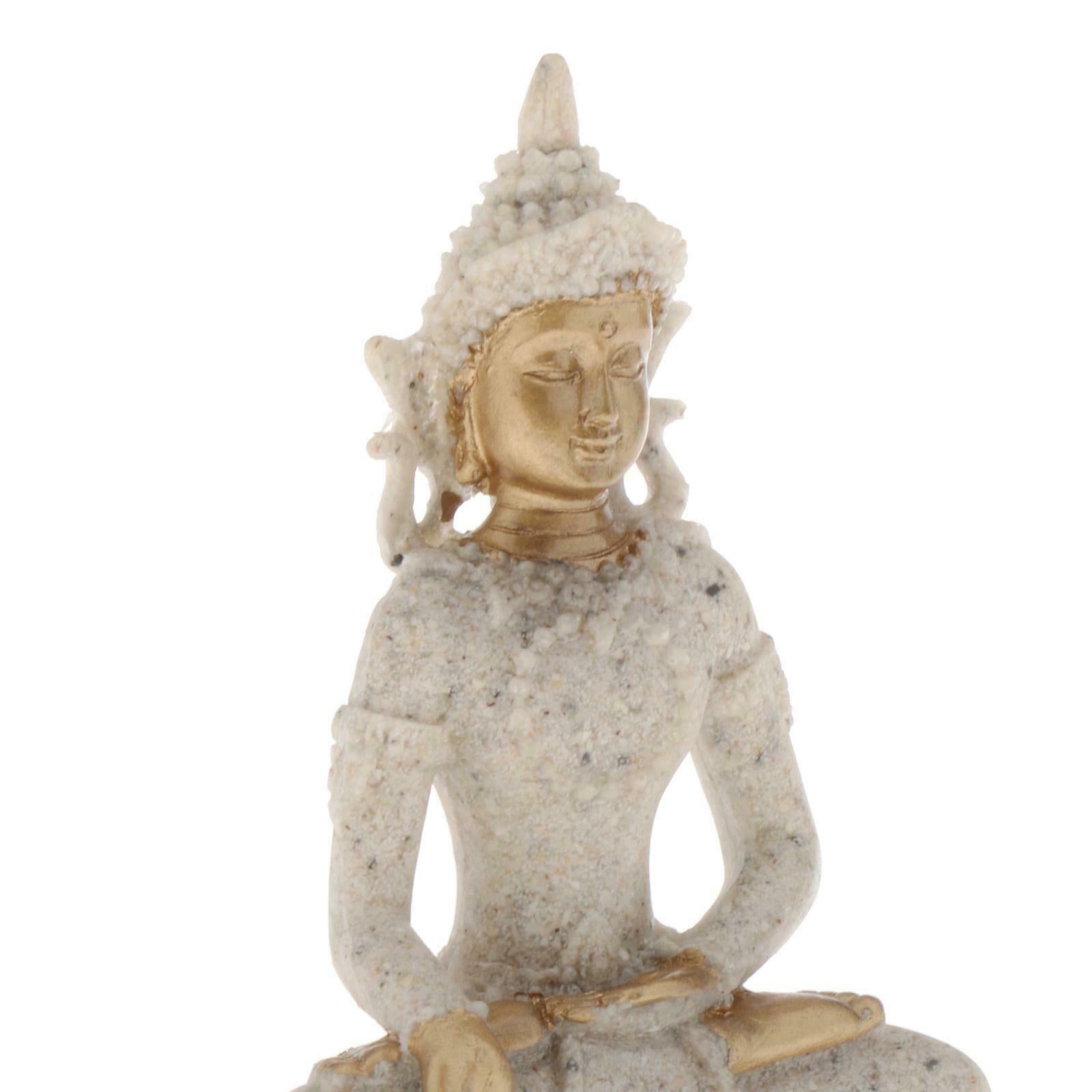 Buddha Statue in Meditation Pose Made with Natural Sandstone Bring Good Luck