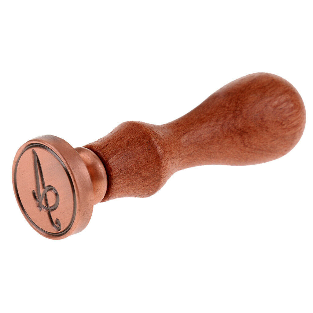 Brass Letter Sealing Wax Stamp Wood Handle Seal Stamp for Wedding Decor A