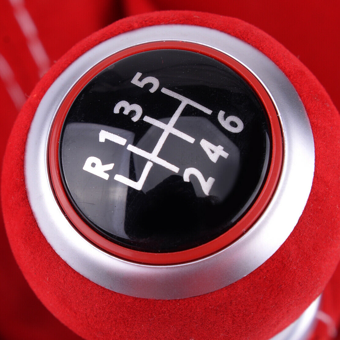 Red Suede Leather 6 Speed Gear Shift Knob Fit For VW Golf 5 6 R32 GTI 2004-2009