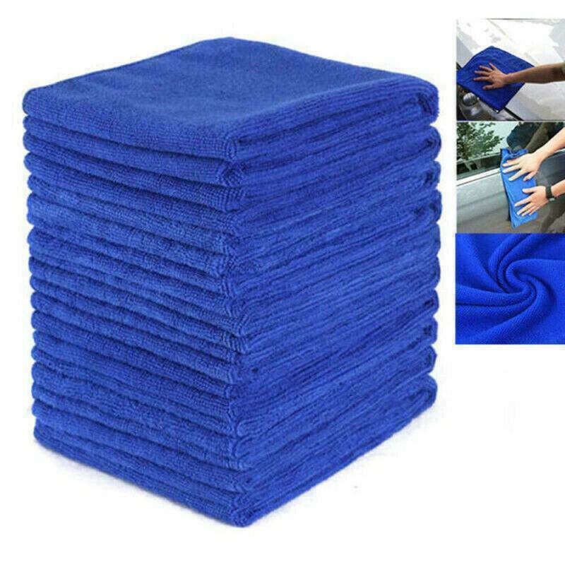 10 x Large Blue Microfibre Cleaning Auto Car Detailing Soft Cloths Wash Towels