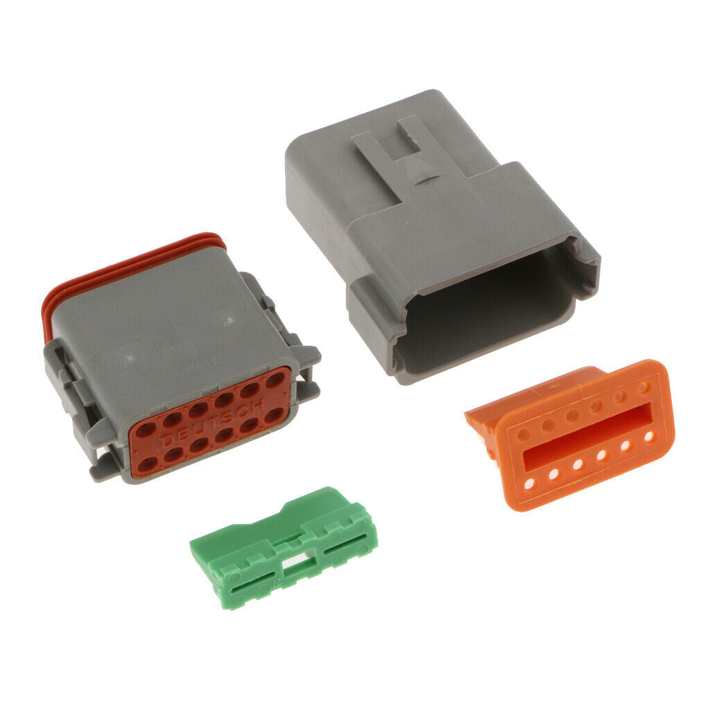 6 Kit 2 3 4 6 8 12 Pin DT Series Connector Gray Receptacle IP67 Waterproof Heavy