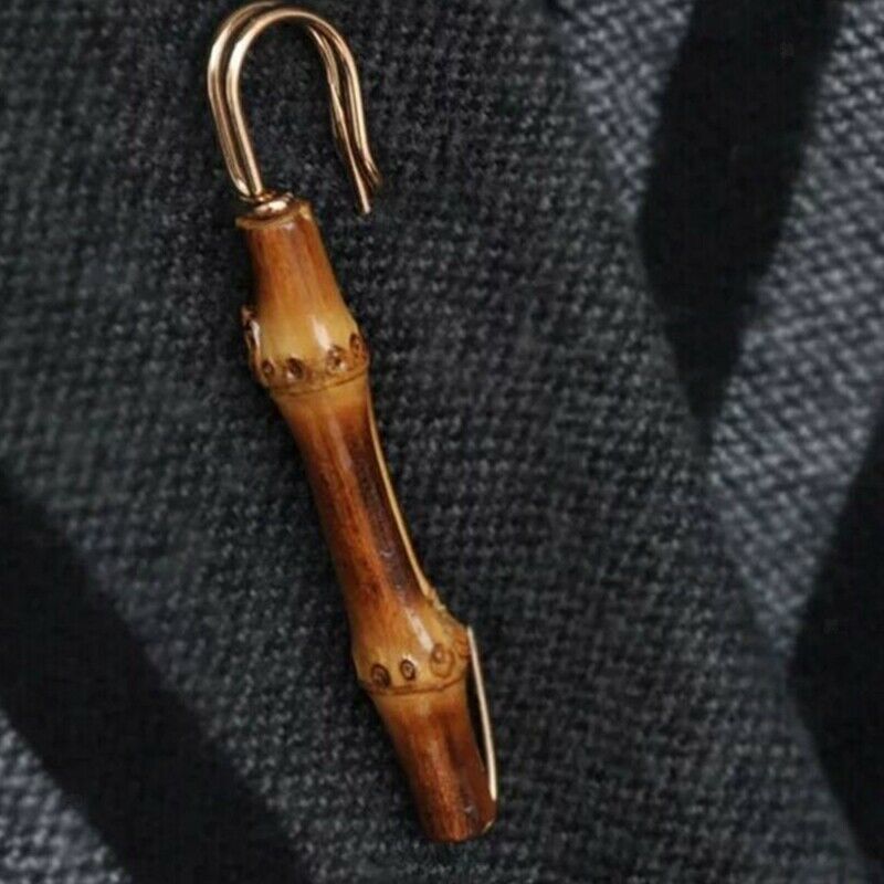 4x Retro Wooden Safety Pins for Scarf Ornaments Suit Brooch for Women Men