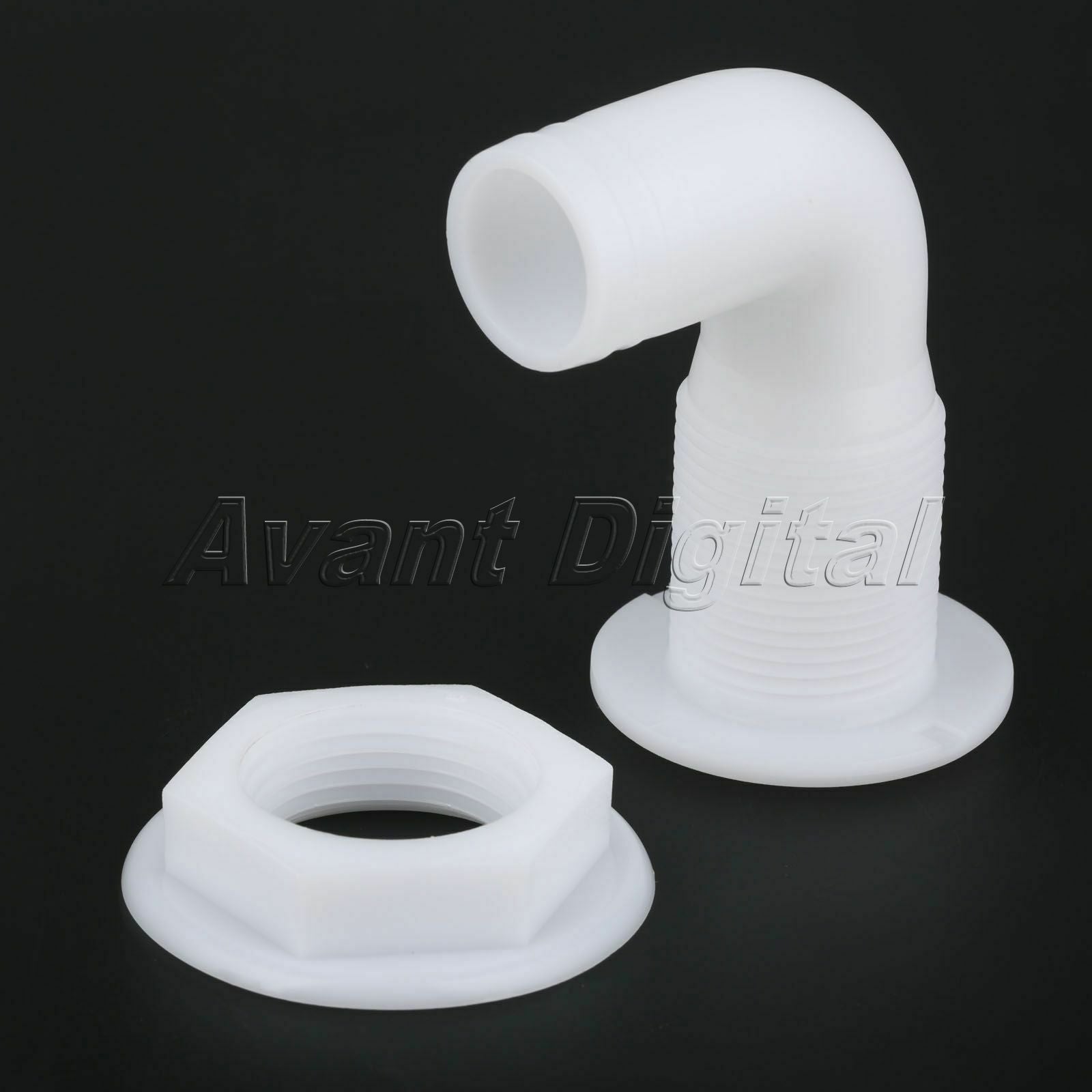 1x 1" Marine Thru-Hull Hose Forting White Plastic 90 Degree Nylon Accessories