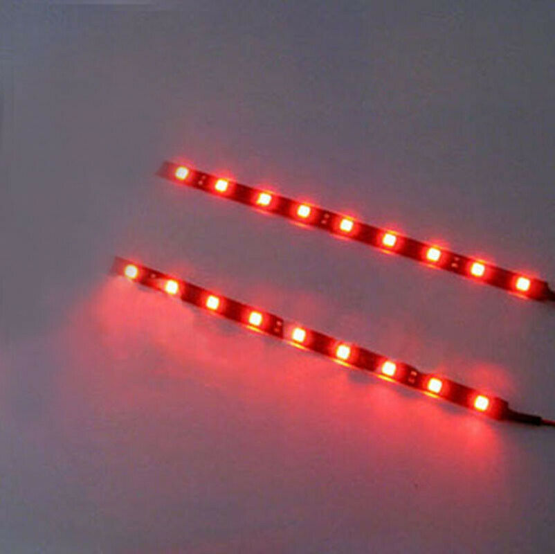 2x RED BRIGHT 6 inch 9 LED Waterproof Flexible Light Strip BLACK PCB board