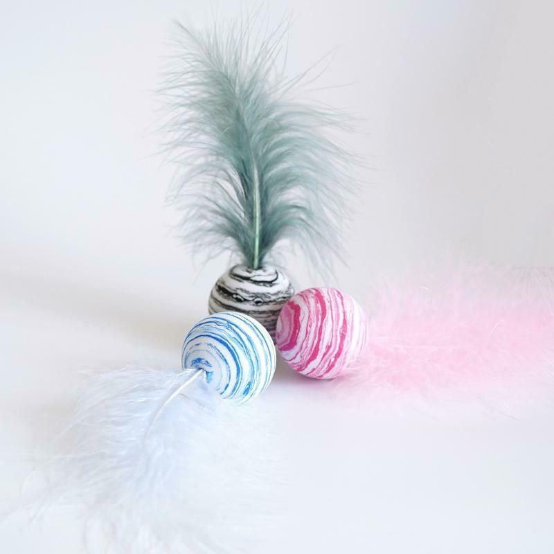 Cat Feather Toys Interactive Cat Chasing Toys for Indoor Cats Starry Sky Balls