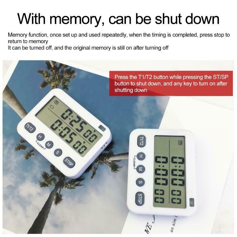 Magnetic Countdown Timer w/ Seconds Dual Digital Timer LCD Big Digits