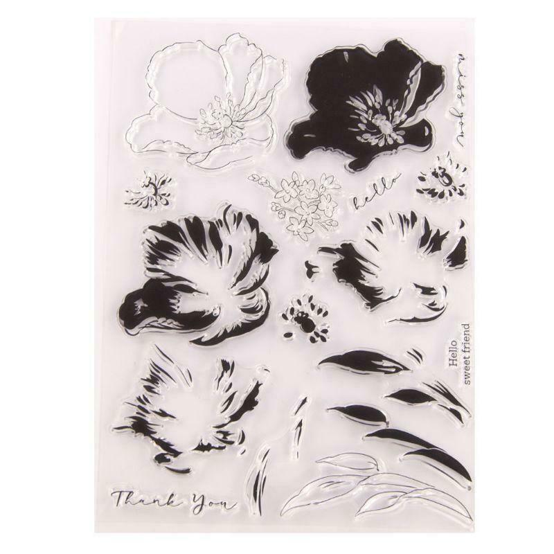 Thank You Flower Clear Stamp + Cutting Dies Stencil DIY Scrapbooking Embossing