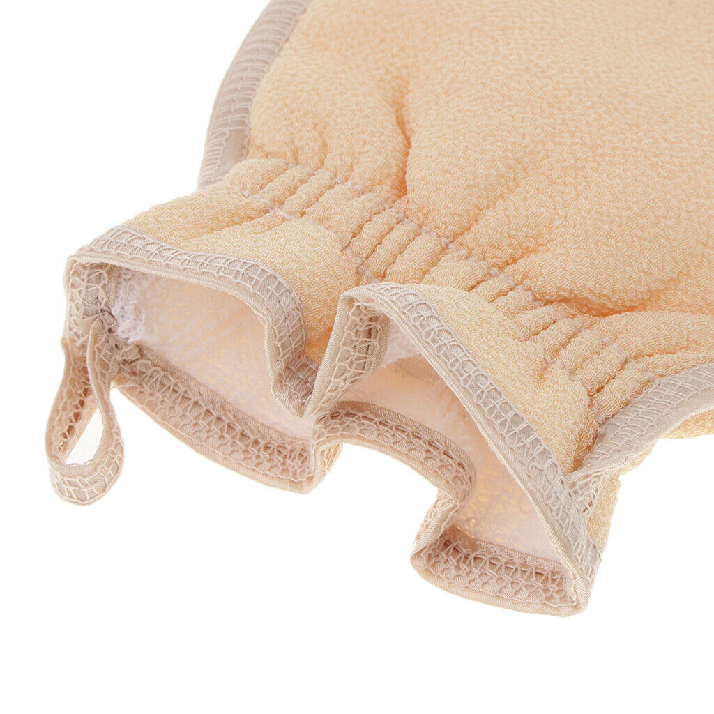 Exfoliating Bath Rubbing Golves Body Scrub Shower Towel Mitt Light Yellow