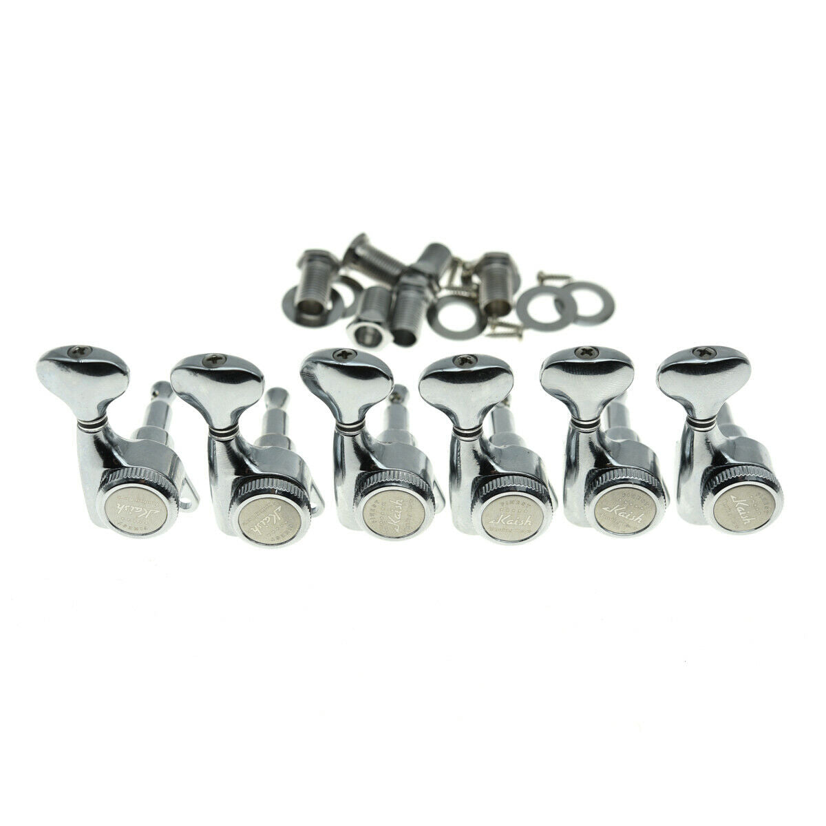 6 Inline 18:1 Gear Ratio Guitar Locking Tuners Machine Heads Tuning Keys Chrome