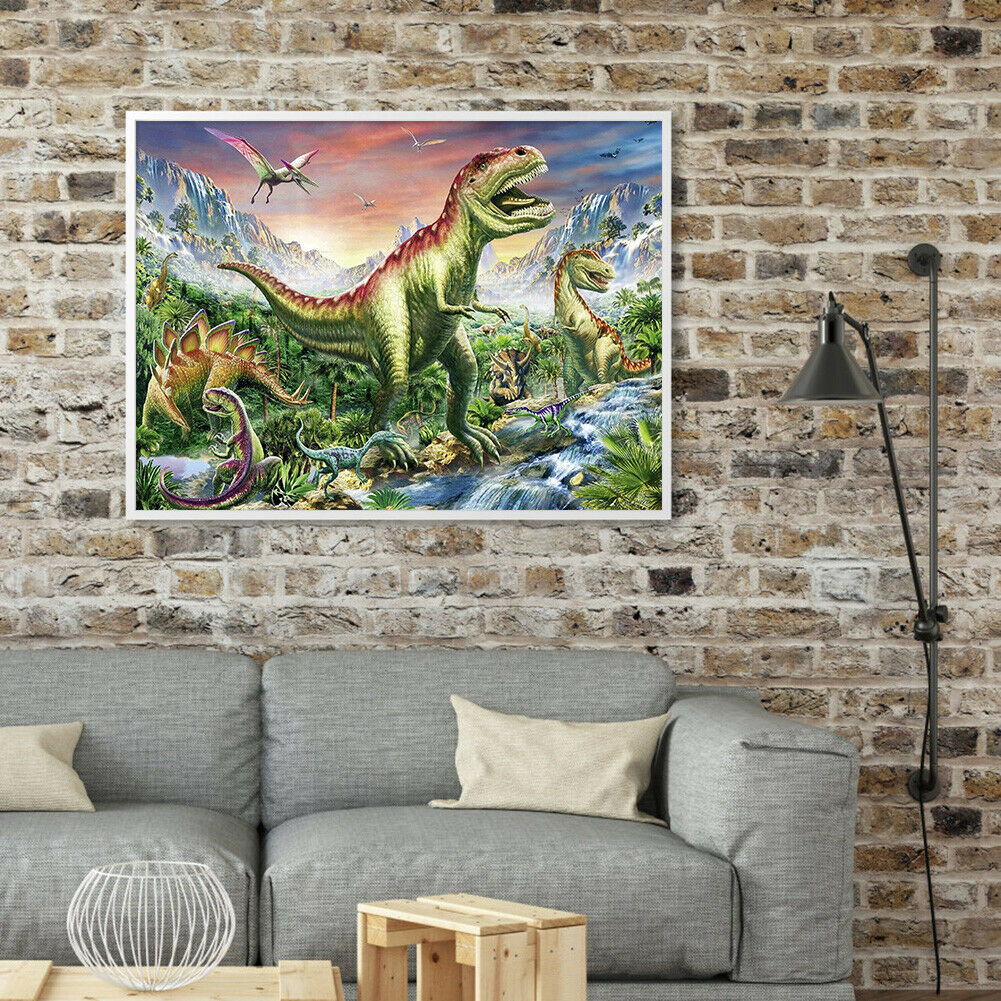 5D DIY Full Round Drill Diamond Painting Dinosaur World Cross Stitch Craft @