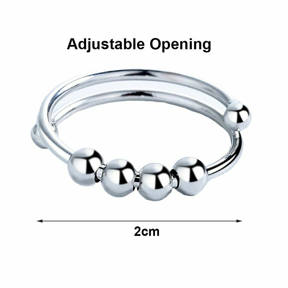 Stress Accessories Fidget Beads Rings Anxiety Ring Rotate Freely Beaded Jewelry
