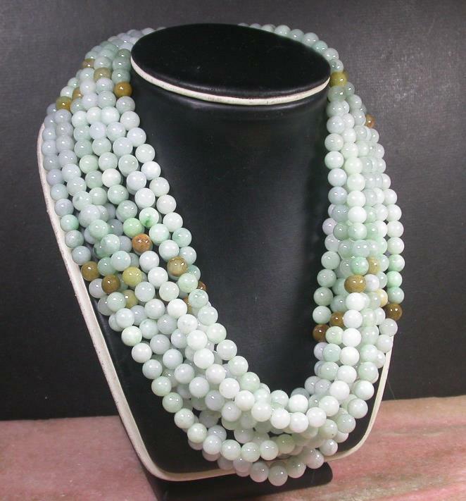 Green Yellow 100% Natural A JADE JADEITE Bead Beads Necklace 20 inches