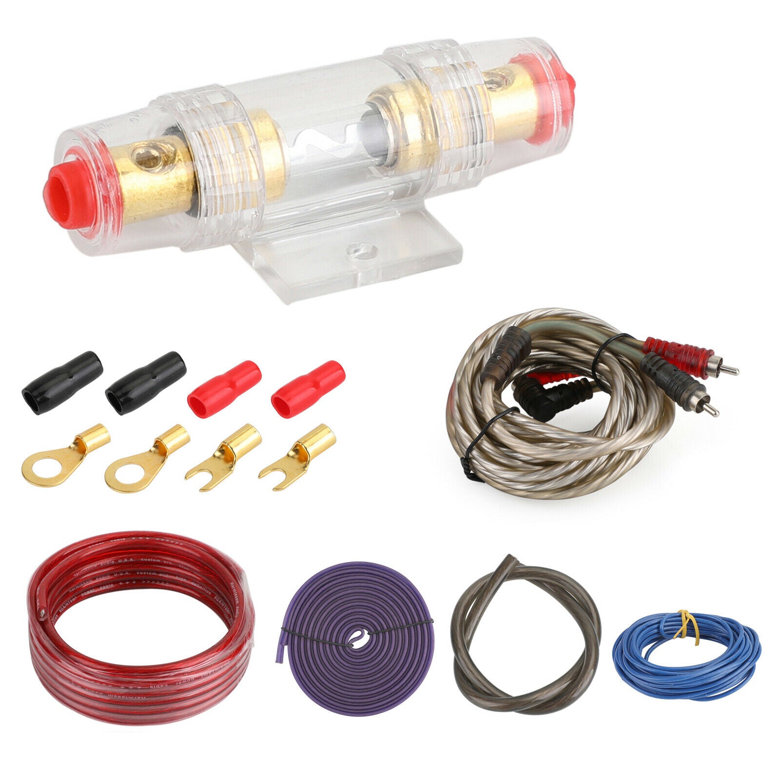 1200W 17ft Cable 8GA Car Amplifier Wiring Kit Audio RCA Sub FUSE Wiring Wire