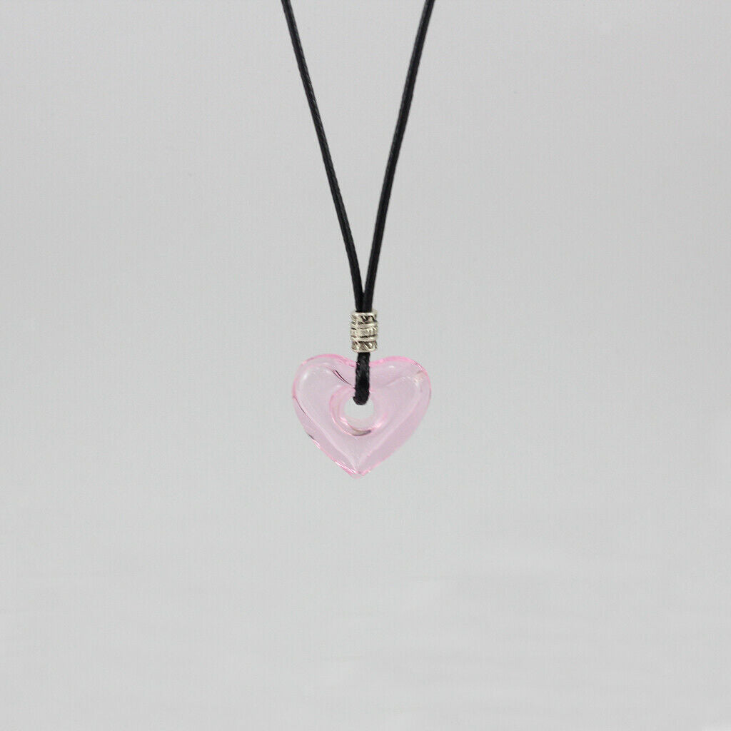 Essential Bottle Diffuser Perfume Heart Glass Pendant Necklace Pink