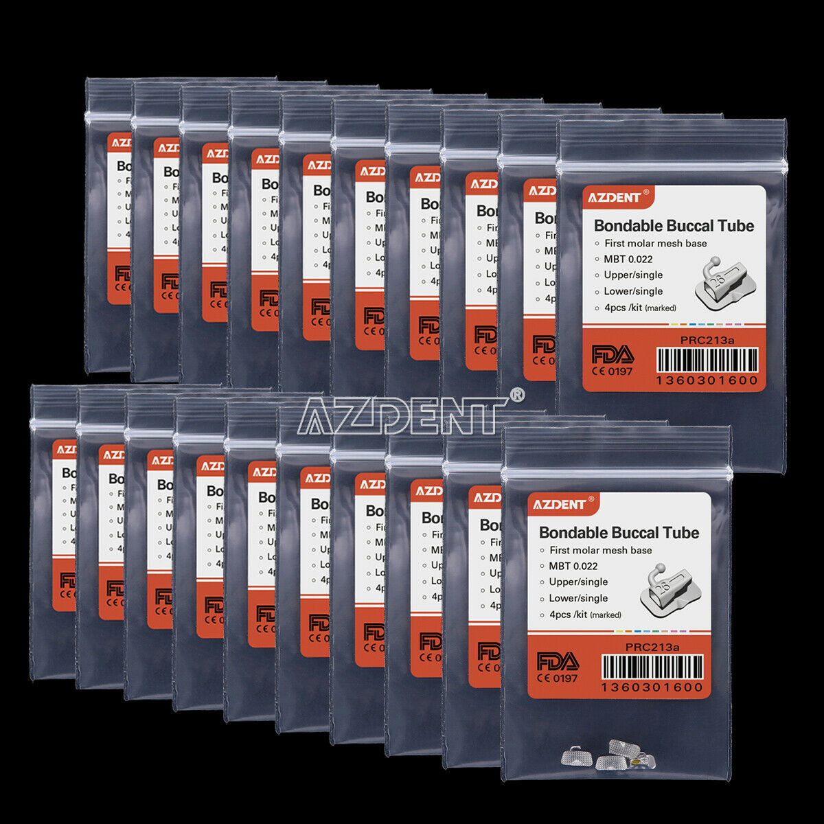 100X Dental Orthodontic 1st Molar Buccal Tube MBT 022 Non-Conv Bondable AZDENT