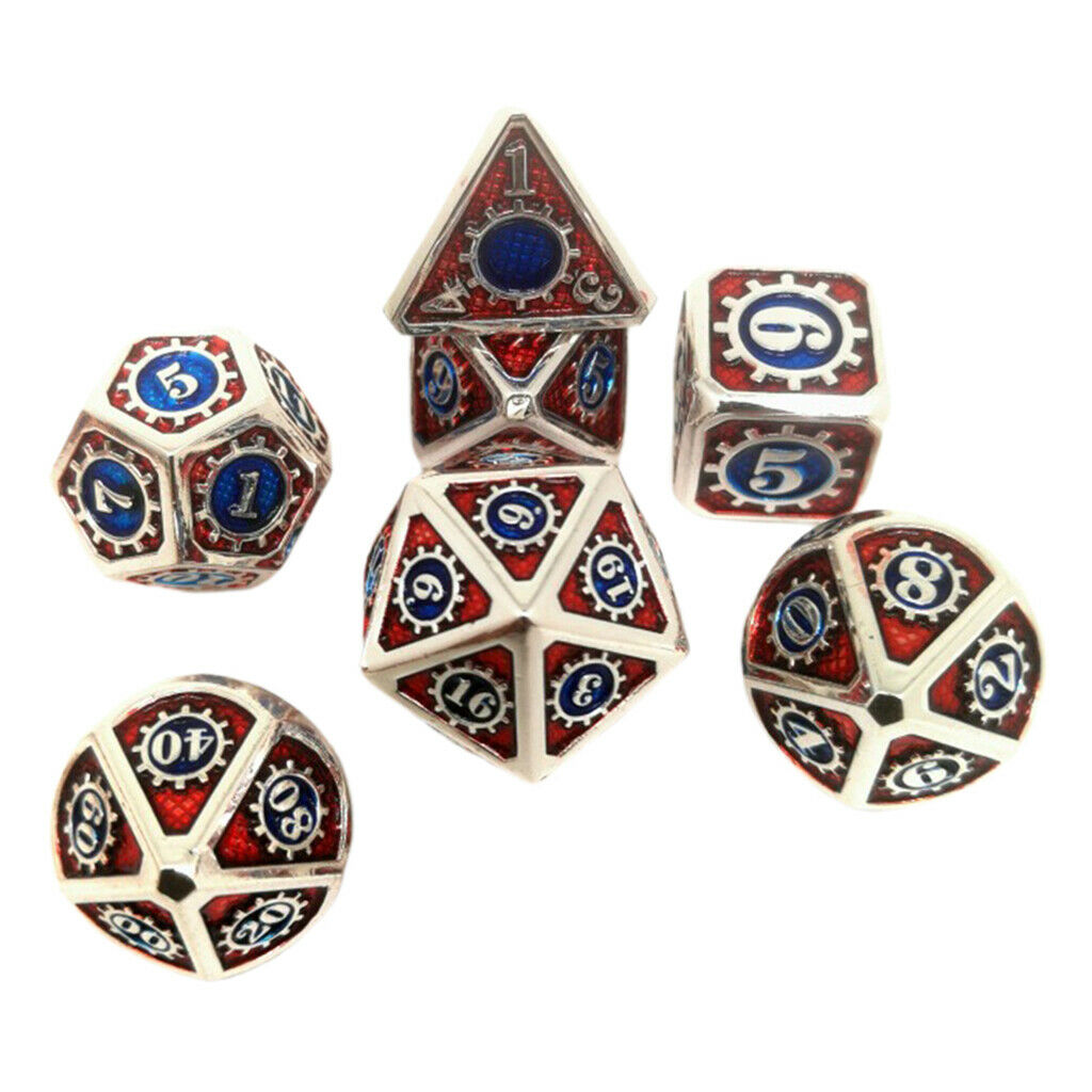 7pcs Multi-sided Metal for Dragon Scales DnD Pathfinder RPG Dices 24