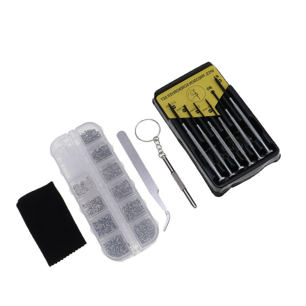 1100pcs Eyeglass Screws Nuts Screwdriver Tweezers Glasses Repair Tool Kit