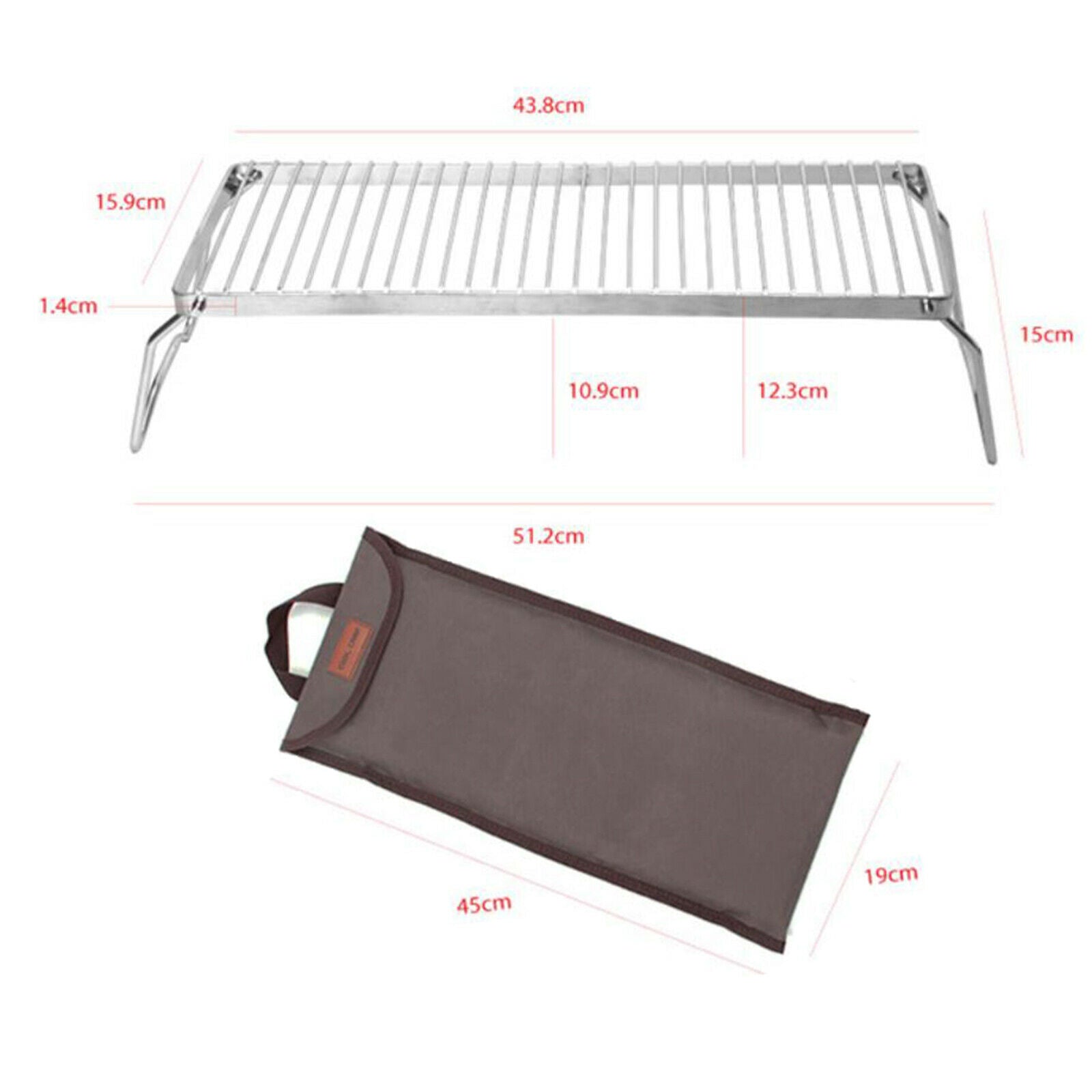 Folding Campfire Grill Stainless Steel Grate BBQ Cook Barbecue Camping Grill