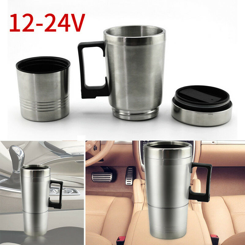 0.3L 12V Car Electric Heated Hot Water Kettle Bottle Cup Stainless Steel Pretty