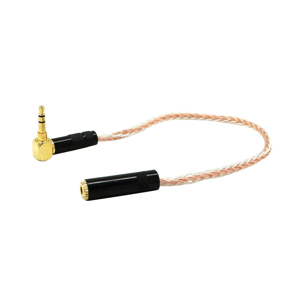 20cm Elbow 3.5mm Male to Female Stereo Extension Audio Adapter Cable clear