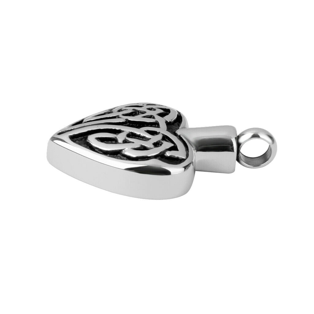 Stainless Heart Celtic Wings Cremation Keepsake Memorial Ash Urn Pendant