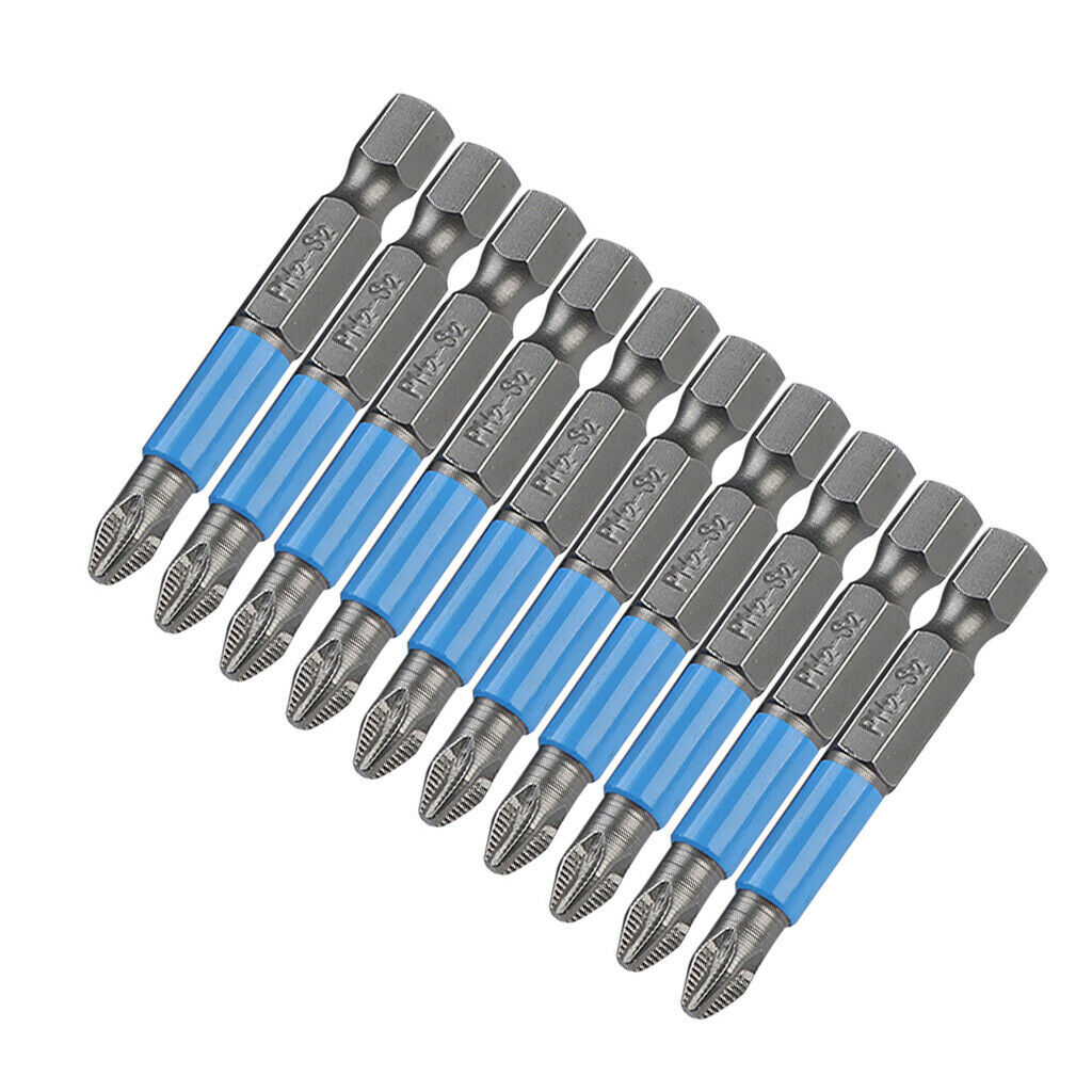 10Pcs Professional Magnetic Cross Head Screwdriver Bits Tip Set 1/4" Hex High
